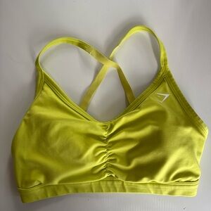 Gymshark Neon Yellow Ruched Training Sports Bra